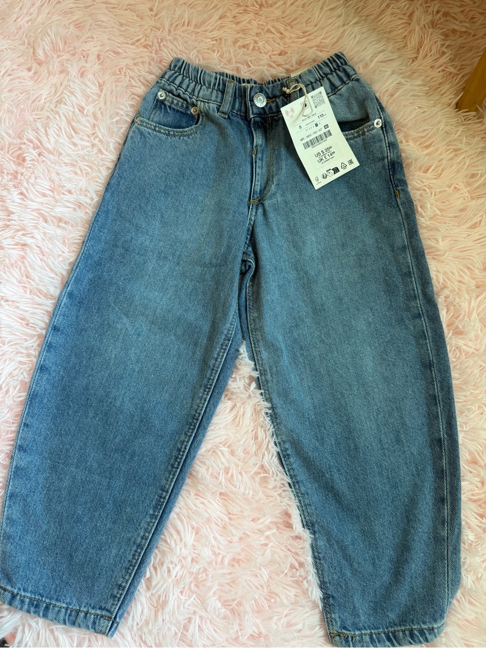 NWT-Zara-kids Elastic-Waist Baggy Jeans-5